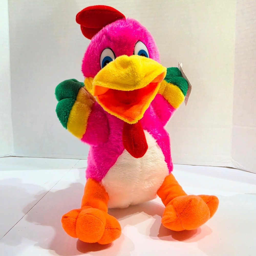 Vintage Fiesta Neon Pink Rooster Plush Rare 80s/90s Retro Stuffed Animal VTG NWT